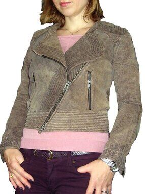 Cut 25 by Yigal Azrouel Crackled Leather Motorcycle Jacket